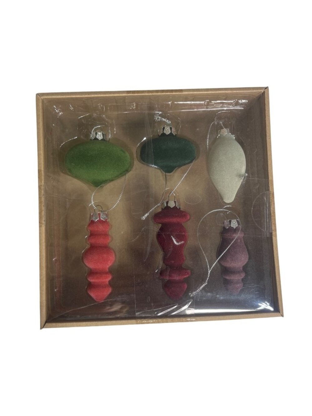 St. Nicholas Square Velvet Christmas Ornaments Set Of 6 New